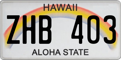 HI license plate ZHB403