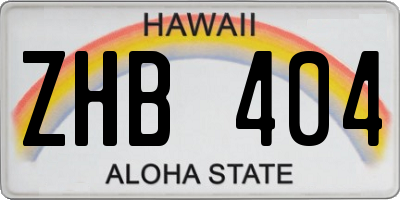 HI license plate ZHB404