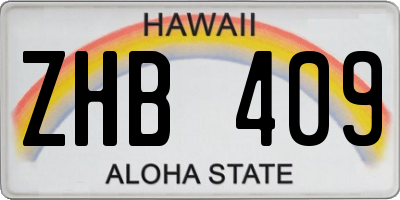 HI license plate ZHB409