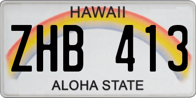 HI license plate ZHB413