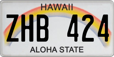 HI license plate ZHB424