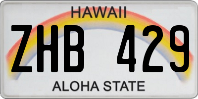 HI license plate ZHB429
