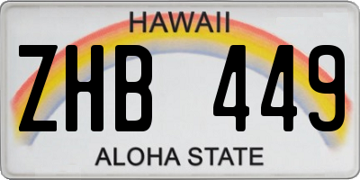 HI license plate ZHB449