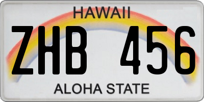 HI license plate ZHB456