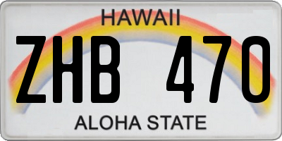 HI license plate ZHB470
