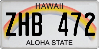 HI license plate ZHB472