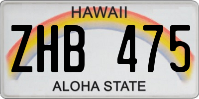 HI license plate ZHB475