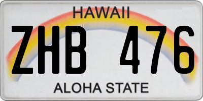 HI license plate ZHB476