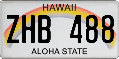 HI license plate ZHB488