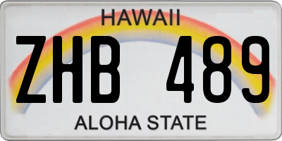 HI license plate ZHB489