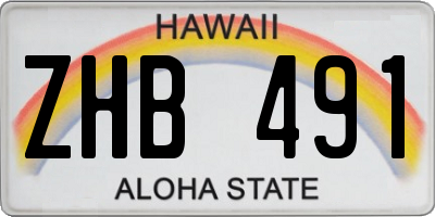 HI license plate ZHB491