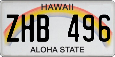 HI license plate ZHB496