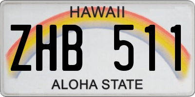 HI license plate ZHB511