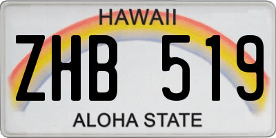 HI license plate ZHB519