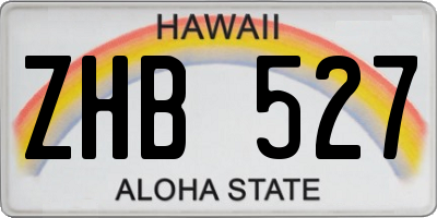 HI license plate ZHB527