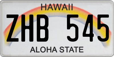 HI license plate ZHB545
