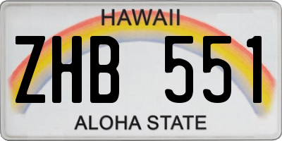 HI license plate ZHB551