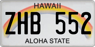 HI license plate ZHB552