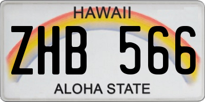 HI license plate ZHB566