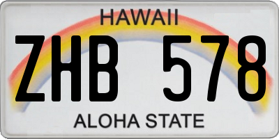 HI license plate ZHB578