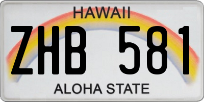 HI license plate ZHB581