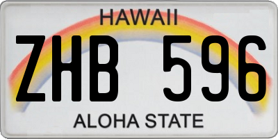 HI license plate ZHB596