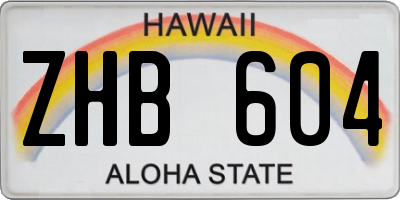HI license plate ZHB604