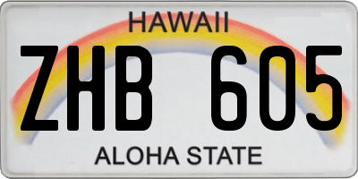 HI license plate ZHB605