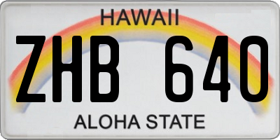 HI license plate ZHB640
