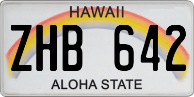 HI license plate ZHB642