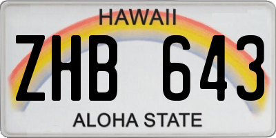 HI license plate ZHB643