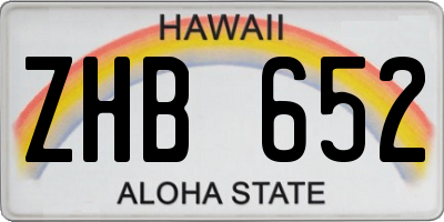 HI license plate ZHB652