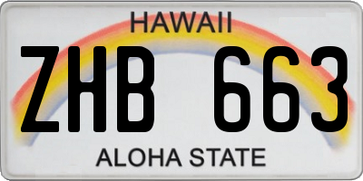 HI license plate ZHB663