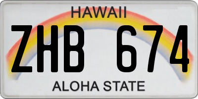 HI license plate ZHB674