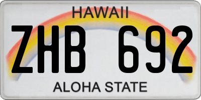 HI license plate ZHB692