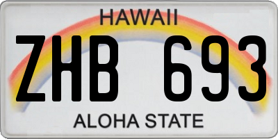 HI license plate ZHB693