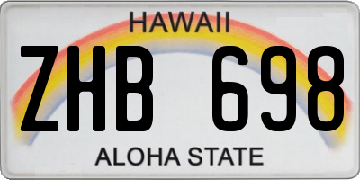 HI license plate ZHB698