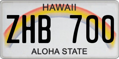 HI license plate ZHB700