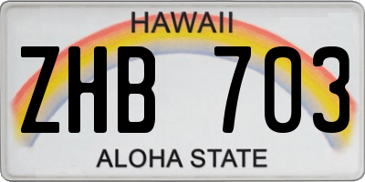 HI license plate ZHB703