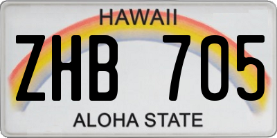 HI license plate ZHB705