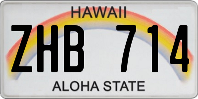 HI license plate ZHB714