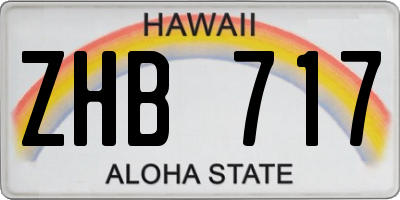 HI license plate ZHB717