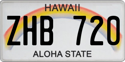HI license plate ZHB720