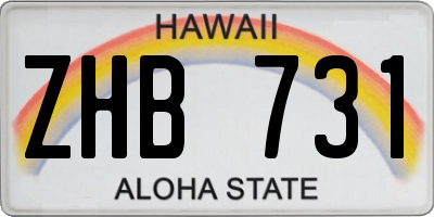HI license plate ZHB731
