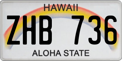 HI license plate ZHB736