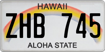 HI license plate ZHB745