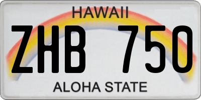 HI license plate ZHB750