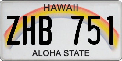 HI license plate ZHB751