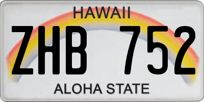 HI license plate ZHB752