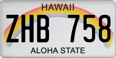 HI license plate ZHB758